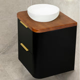 *Clearance* Tura Smooth 600mm Curved Wall Hung Vanity Cabinet, Matte Black