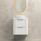 Tura Smooth 600mm Curved Wall Hung Vanity Cabinet, Matte White