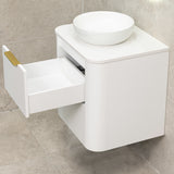 *Clearance* Tura Smooth 600mm Curved Wall Hung Vanity Cabinet, Matte White