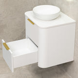 *Clearance* Tura Smooth 600mm Curved Wall Hung Vanity Cabinet, Matte White