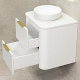 *Clearance* Tura Smooth 600mm Curved Wall Hung Vanity Cabinet, Matte White