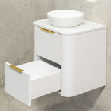 *Clearance* Tura Smooth 600mm Curved Wall Hung Vanity Cabinet, Matte White