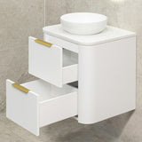 *Clearance* Tura Smooth 600mm Curved Wall Hung Vanity Cabinet, Matte White