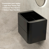 *Clearance* Tura Smooth 750mm Curved Wall Hung Vanity Cabinet, Matte Black