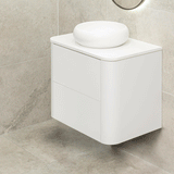 *Clearance* Tura Smooth 750mm Curved Wall Hung Vanity Cabinet, Matte White