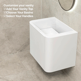 *Clearance* Tura Smooth 750mm Curved Wall Hung Vanity Cabinet, Matte White