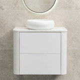 *Clearance* Tura Smooth 750mm Curved Wall Hung Vanity Cabinet, Matte White