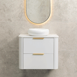 *Clearance* Tura Smooth 750mm Curved Wall Hung Vanity Cabinet, Matte White