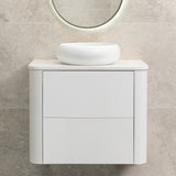 *Clearance* Tura Smooth 750mm Curved Wall Hung Vanity Cabinet, Matte White