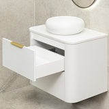*Clearance* Tura Smooth 750mm Curved Wall Hung Vanity Cabinet, Matte White