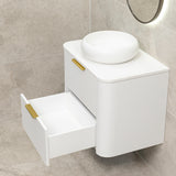 *Clearance* Tura Smooth 750mm Curved Wall Hung Vanity Cabinet, Matte White