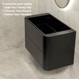 *Clearance* Tura Smooth 900mm Curved Wall Hung Vanity Cabinet, Matte Black