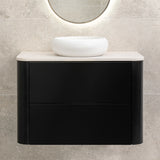 *Clearance* Tura Smooth 900mm Curved Wall Hung Vanity Cabinet, Matte Black