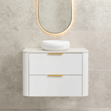 *Clearance* Tura Smooth 900mm Curved Wall Hung Vanity Cabinet, Matte White