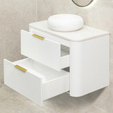 *Clearance* Tura Smooth 900mm Curved Wall Hung Vanity Cabinet, Matte White