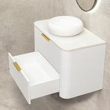 *Clearance* Tura Smooth 900mm Curved Wall Hung Vanity Cabinet, Matte White