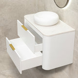 *Clearance* Tura Smooth 900mm Curved Wall Hung Vanity Cabinet, Matte White