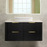 *Clearance* Tura Smooth 1200mm Curved Wall Hung Vanity Cabinet, Matte Black