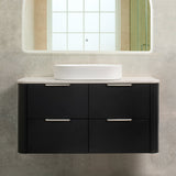 *Clearance* Tura Smooth 1200mm Curved Wall Hung Vanity Cabinet, Matte Black