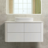 *Clearance* Tura Smooth 1200mm Curved Wall Hung Vanity Cabinet, Matte White
