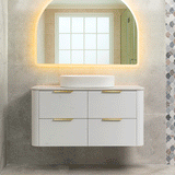 *Clearance* Tura Smooth 1200mm Curved Wall Hung Vanity Cabinet, Matte White
