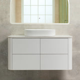 *Clearance* Tura Smooth 1200mm Curved Wall Hung Vanity Cabinet, Matte White