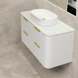 *Clearance* Tura Smooth 1200mm Curved Wall Hung Vanity Cabinet, Matte White