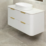 *Clearance* Tura Smooth 1200mm Curved Wall Hung Vanity Cabinet, Matte White