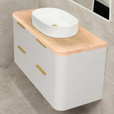 *Clearance* Tura Smooth 1200mm Curved Wall Hung Vanity Cabinet, Matte White