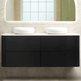 *Clearance* Tura Smooth 1500mm Curved Wall Hung Vanity Cabinet, Matte Black