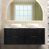 *Clearance* Tura Smooth 1500mm Curved Wall Hung Vanity Cabinet, Matte Black