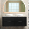 Tura Smooth 1500mm Curved Wall Hung Vanity Cabinet, Matte Black