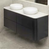 *Clearance* Tura Smooth 1500mm Curved Wall Hung Vanity Cabinet, Matte Black