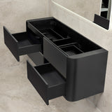 *Clearance* Tura Smooth 1500mm Curved Wall Hung Vanity Cabinet, Matte Black