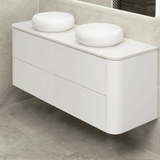 *Clearance* Tura Smooth 1500mm Curved Wall Hung Vanity Cabinet, Matte White