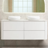 *Clearance* Tura Smooth 1500mm Curved Wall Hung Vanity Cabinet, Matte White