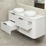 *Clearance* Tura Smooth 1500mm Curved Wall Hung Vanity Cabinet, Matte White