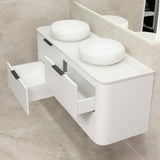 *Clearance* Tura Smooth 1500mm Curved Wall Hung Vanity Cabinet, Matte White