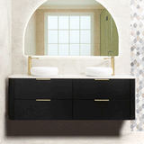 *Clearance* Tura Smooth 1800mm Curved Wall Hung Vanity Cabinet, Matte Black
