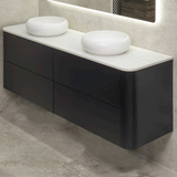 *Clearance* Tura Smooth 1800mm Curved Wall Hung Vanity Cabinet, Matte Black