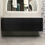 *Clearance* Tura Smooth 1800mm Curved Wall Hung Vanity Cabinet, Matte Black