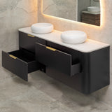 *Clearance* Tura Smooth 1800mm Curved Wall Hung Vanity Cabinet, Matte Black