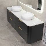 *Clearance* Tura Smooth 1800mm Curved Wall Hung Vanity Cabinet, Matte Black