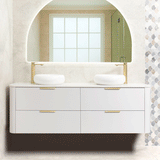 *Clearance* Tura Smooth 1800mm Curved Wall Hung Vanity Cabinet, Matte White