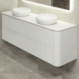 *Clearance* Tura Smooth 1800mm Curved Wall Hung Vanity Cabinet, Matte White