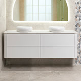 *Clearance* Tura Smooth 1800mm Curved Wall Hung Vanity Cabinet, Matte White