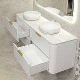 *Clearance* Tura Smooth 1800mm Curved Wall Hung Vanity Cabinet, Matte White