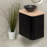 *Clearance* Tura Smooth Ensuite 600mm Curved Wall Hung Vanity Cabinet, Matte Black