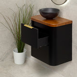 *Clearance* Tura Smooth Ensuite 600mm Curved Wall Hung Vanity Cabinet, Matte Black