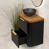 *Clearance* Tura Smooth Ensuite 600mm Curved Wall Hung Vanity Cabinet, Matte Black